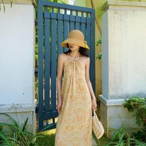 여성원피스 태국 운남 관광 여성 의류 Xishuangbanna 휴가 스커트 타이 스타일 슬링 드레스 해변 비치 여름