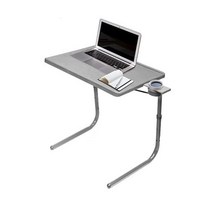 Table Mate II TV 트레이 테이블 - 접이식 디너 테이블 스낵 음식을 먹기 위한 소파 트레이 수납 가능한 노트북 스탠드 휴대용 침대 3가지 각도의 조절 테이블 컵 홀더, Table-Mate II_실버