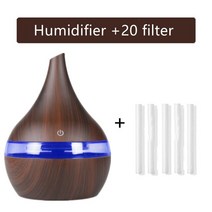 300ML 가습기 아로마 디퓨저 에센셜 오일 우드 그레인 테라피 정수기 컬러 LED 램프 미스트 메이커 가정용, [03] 카드뮴 레드