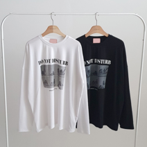 여성 디스터브 포토 프린팅 루즈핏 긴팔 티셔츠 국내제작