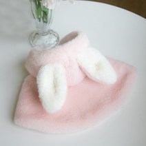 랜보어 반려동물 하트버튼 래빗 극세사 망토, 핑크