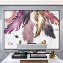 사용자 정의 3d 벽지 현대 크리 에이 티브 대리석 깃털 벽화 거실 tv 소파 침실 홈 장식 럭셔리 벽 종이 벽 3 d, 1㎡, 인조 가죽