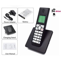 유선 유무선 일반 집 전화기 2G 3G GSM 무선 홈 고정 전화 SIM 카드 SMS 백라이트 LED 스크린 Radiotelephones 에, 01 Black color with 3G