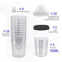 페인트 스프레이건 165ML/400ML/600ML/800ML 스프레이 건 페인트 탱크 믹싱 컵 깨끗한 일회용 측정 없음 H/, 07 160cc 10pcs