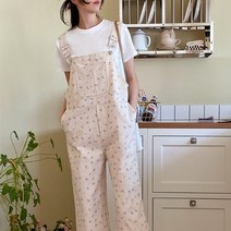 코튼 잔꽃무늬 러블리 레트로 멜빵 바지
