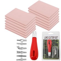 지우개 판화 리놀륨판화 세트 리놀륨판화 조각도 12pcs 고무 조각 블록 커터 도구가있는 리놀륨 블록 스탬프 제작 키트 6 가지 유형의 블레이드가있는 리놀륨 커터
