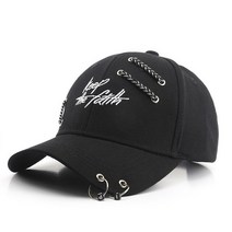 야구선수목걸이 야구목걸이 야외 남자 펑크 힙합 새로운 세련 된 아빠 체인 반지 snapback 스포츠, 01 Black