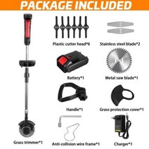 잔디깍기 예초기 조경 벌초 Wolike 88VF 잔디 깎는 기계 35000rpm 슈퍼 파워 전기 트리머 2xBattery 무선 정원 Weeder 전정 도구 정장, Black 1 Battery+EU