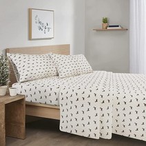 Comfort Spaces 면 플란넬 통기성 따뜻한 딥 포켓 시트 베개 커버 포함 퀸 멀티 포레스트 애니멀 4피스494720