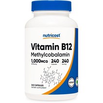 뉴트리코스트 비타민 B12(메틸코발라민) 1000MCG 240캡슐, 단색, 240 카운트 팩 1개