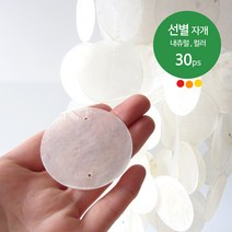 선별 자개 5cm 30개 팩 내츄럴 컬러 발리소품 자개 모빌 DIY 만들기 카피즈 썬캐쳐 만들기 재료 크리스탈 홀로그램 자연물모빌 체험학습 부자재 아이방꾸미기 화이트인테리어 행운, 원형-30개(5cm), 화이트 Natural 원물 (30개)
