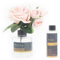 레이나퍼퓸 핑크장미 플라워디퓨저 150ml, 블랙병/페퍼민트