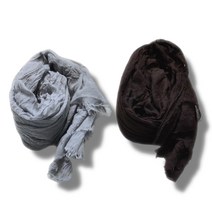 글램공식 남녀공용 롱 린넨스카프 플리츠 머플러 2p