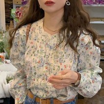 데이트룩 해외여행여름옷 하객룩 브라우스 봄 기본 블라우스 셔츠 레트로 스위트 프린트 가을 올 매치 학생 스트리트웨어 유행 Hipster 레저 얼짱 신제품