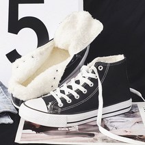 CØupang ⁀‿⁀(HH)남녀공용 캔버스 겨울 하이 스니커즈 털안감 ZG41 하이스니커즈 털신 털운동화 커플신발 커플스니커즈Ｇo질라몰