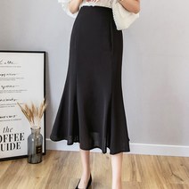 [랜덤플레이] 머메이드 라인 쉬폰 하늘하늘 미디 스커트