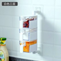 주방스티커 행운 양념통 점착 식 벽걸이 스푼포함 룩 의 케이스 스핀 조미 품 3718786769, 화이트 새로운 모델 삼격 벽걸이 무타