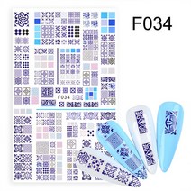 물전사지 포스기용지 포스용지 카드단말기용지 상장만들기2022 새로운 3D 네일 아트 스티커 보헤미아 블루, 02 F034