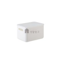 생활탐구 컬러 리빙박스 팬트리 옷 수납 정리함 트롤리 수납함 장난감 보관함, 1개, 화이트 손잡이형_S