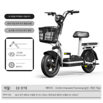 미니 전기자전거 어르신 마실용 전기 팻 바이크 휴대용 경량 두꺼운 휠 뒷좌석 충전식, 12아, A