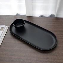 킴스아트 무광 블랙 긴타원접시 3 size 심플한 직타원 오발 플레이트, 매트블랙