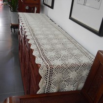 거실장 위에 까는것 손뜨개 레이스 테이블 보 커버 러너 식탁보, 40x70CM, 베이지