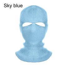 육군 전술 마스크 3 구멍 전체 얼굴 스키 겨울 모자 Balaclava 후드 오토바이 헬멧, 03 sky blue