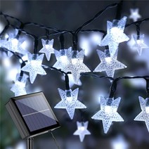 태양광정원등계단조명 옥상조경공사 야외 태양 문자열 빛 60 led 8 모드 크리스탈 공스타 파티 파티오에 대 한 방수 태양 강화한 반짝임 장식 램프, 하얀 별, 9.5m 50LED