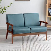 엔틱 소파 가죽 레트로 천연 고풍 넓은 홈쇼핑 거실 북유럽 명품 통가죽, 1인승(0.65m) 39cm, 라이트호두 -호수블루