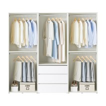 한샘 샘베딩 클로즈 거울옷장세트 240cm(높이216cm) 서랍형 6종, C형 : 크림화이트도어+화이트몸통(C)