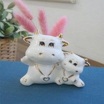 소띠커플 선물 하트 목걸이 소 장식인형 미니어처, 본상품선택