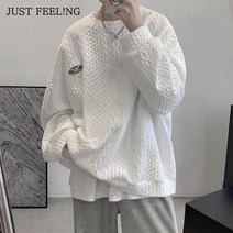 JUST FEEL!NG 남성 패션 라운드넥 맨투맨 오버핏 롱 커플 시밀러룩 상의 긴 소매 폴오버 남녀공용 티셔츠 간팔티