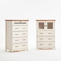 우아미아이 [우아미가구]세콘도 원목 5단양문 서랍장 세트, 색상_원목