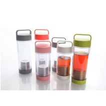 휴대용 손잡이 거름망 차 보틀 텀블러 등산 사무실물병 답례품 나들이 티, 그린 380ml