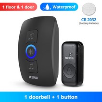 무선 도어벨 초인종 KERUI M525 야외 방수 스마트 홈 도어 벨 차임 키트 LED 플래시 보안 알람 웰컴 하우스 멜로디, [04] 1receiver 1button-b1, [02] 미국 플매트 카펫 러그