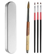 Usidader-아크릴 네일 브러쉬 콜린스키 나무 손잡이 및 천연 헤어 크리스탈 아트 드로잉용 금속 끝이 있는 조각 도구, Size16