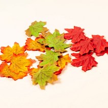 단풍잎_50장 미술 조화 촬영소품 나뭇잎 가을 만들기 낙엽 은행잎 인조, 오렌지