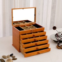 악세사리 액세서리 5단 예단 시계 폐물 보관함 향수 예물 화장대정리 1단, 6단거울 체리우드