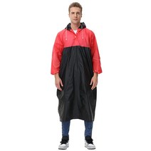 ASIAOD 우비 1팩 휴대용 EVA 판초 후드 및 소매 포함 비상 캠핑 생존 키트 A: 블랙 & 레드 X-Large, A Black Red