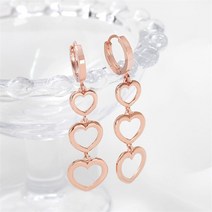오노마 오노마 ONM 14K 금침 로즈골드 원터치 링 하트 롱 드롭 귀걸이 (9592605)