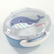 일본 항균 기능 포함 2점 잠금 런치박스 1단 400ml 소형 타이트 런치 고래 Animo, 1개