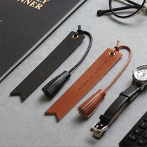 책갈피 북마크 천연 소 가죽 책갈피 클래식 레더 테슬 태슬 공예 독서 다이어리 북클립 답례 선물, 오렌지