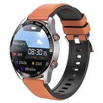 스마트워치 헬스워치 웨어러블 2022 new for huawei smart watch men 방수 스포츠 피트니스 추적기 multifunction bluetooth call, 갈색 가죽 벨트