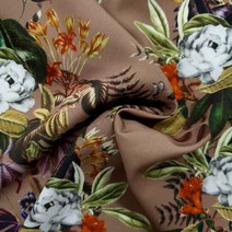 나염 폴리원단 플라워패턴 꽃무늬원단 의류원단 꽃 원단 소품만들기 패브릭원단 홈패브릭 7종, QDC, 6.브라운