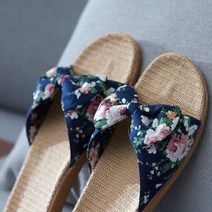 여름 왕골슬리퍼 라탄 린넨 비치 사무실 거실화 실내화 커플 리본 쪼리