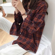 간절기 레이어드룩 빅사이즈 여자 체크 남방 출근룩 긴팔셔츠옷 코디 가을 베이직패션상의