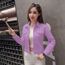 SURBORT 데님코트 매치 컬러풀 하프코트 재킷 루즈핏 데님 탑 러쉬