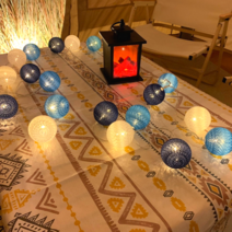 고케이 감성 캠핑 테이블보 캠핑용품, 보헤미안, 3.테이블보+장식전구