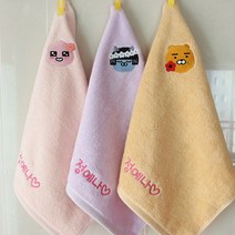 이름인쇄 어린이집_유치원_주방 고리수건 5매 모음, 1개, 01카카오프렌즈해피=무지(옐로우)