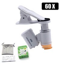 미니현미경 포켓 과학 휴대용 휴대 전화 현미경 돋보기 범용 악기 매크로 렌즈 광학 줌 마이크로 카메라 클립, White
